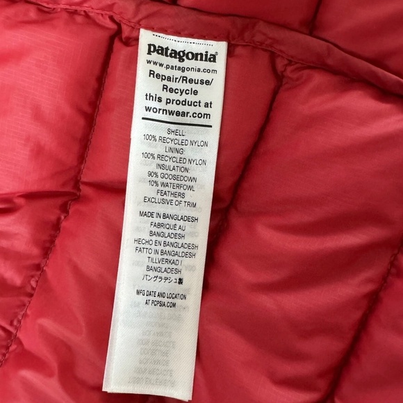 Patagonia Down Sweater Jacket Carine Red Men Regular Fit YKK Zip XL - Picture 3 of 6